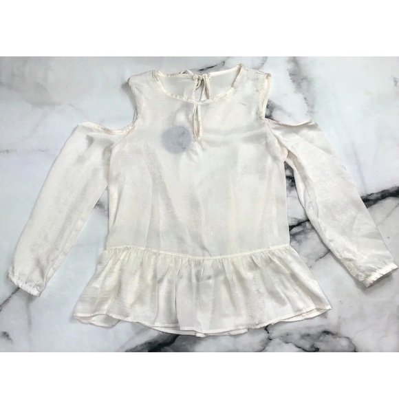 Peplum Blouse Shimmer Ivory Harlowe & graham - Picture 3 of 8